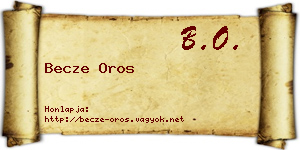 Becze Oros névjegykártya